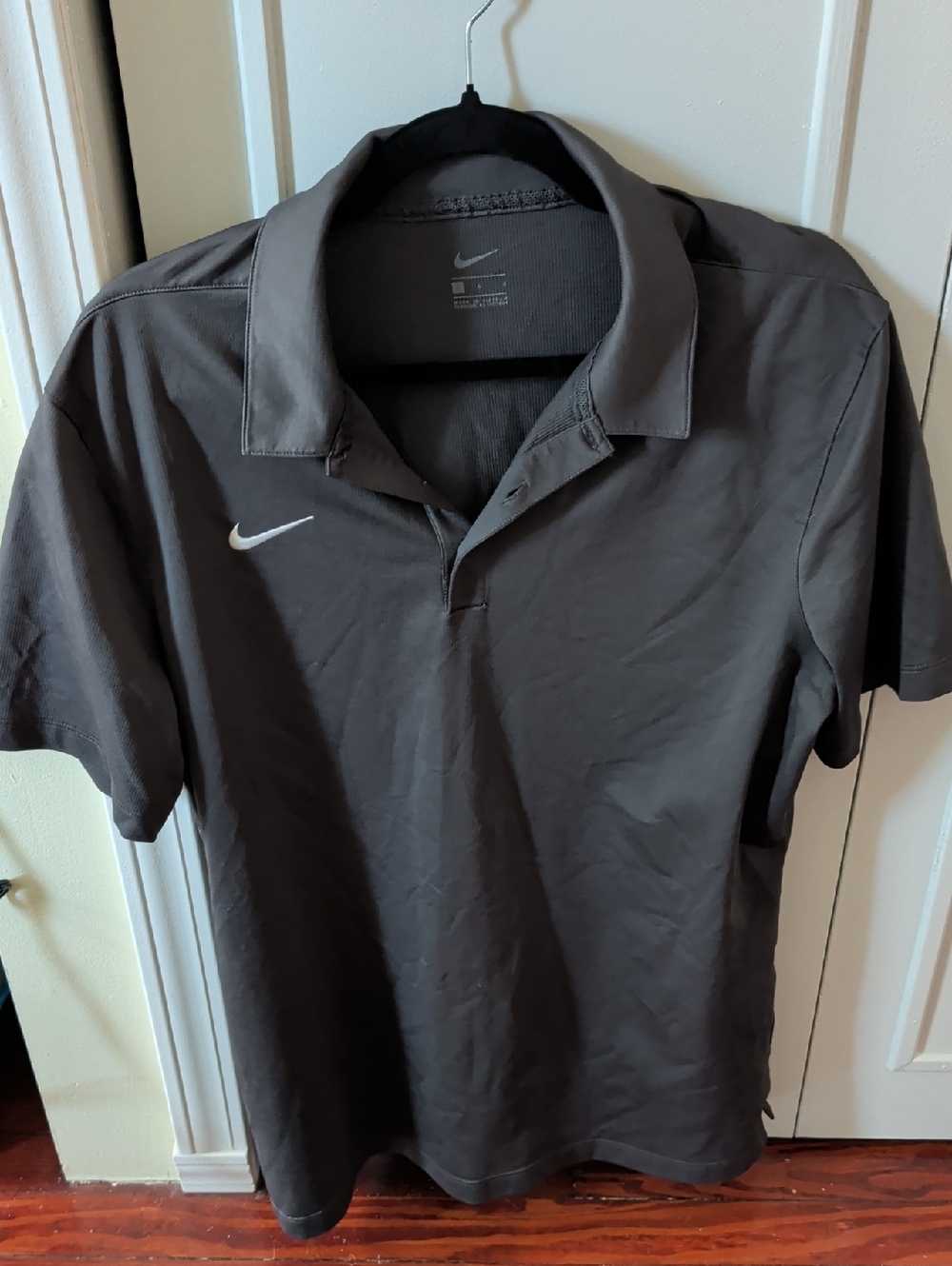 Nike Men's Dark Gray Polo with White Swoosh